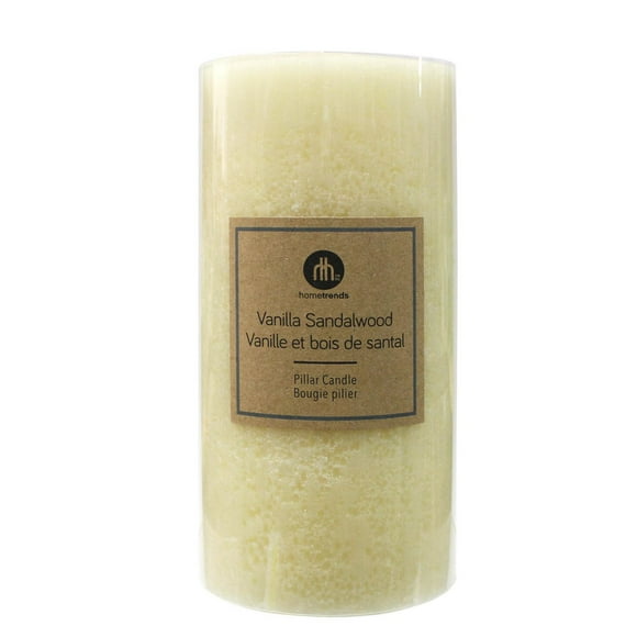 Hometrends 8" Vanilla Sandalwood Scented Pillar Candle, 4"Dia x 8"H