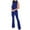 Blue, variant on aidice Jumpsuits for Women Casual Sleeveless High Neck Belt Zip Slim Fitting Office Flare Pants Rompers