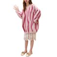 thumbnail image 1 of VISgogo Suéter de otoño para mujer, a rayas, cuello redondo, manga larga, tejido, largo, suelto, suéter, tops para niñas, 6 colores VISgogo  moda, 1 of 7