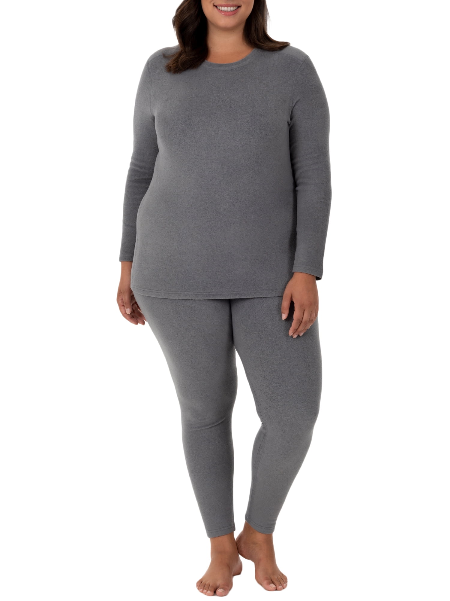 Fruit of the Loom Women's & Women's Plus Stretch Fleece Thermal Top and ...