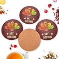 thumbnail image 6 of GZHJMY Thanksgiving Turkey Round Coaster, 4 Pcs Heat Resistant Absorbent Drink Coaster for Kitchen Bar Cafe Decor, 6 of 7