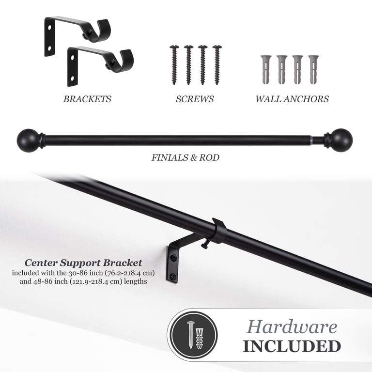 Kenney Chelsea 5/8" Matte Black Single Curtain Rod photo 5