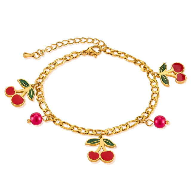 Pulsera con dijes de acero inoxidable Cherry para mujer