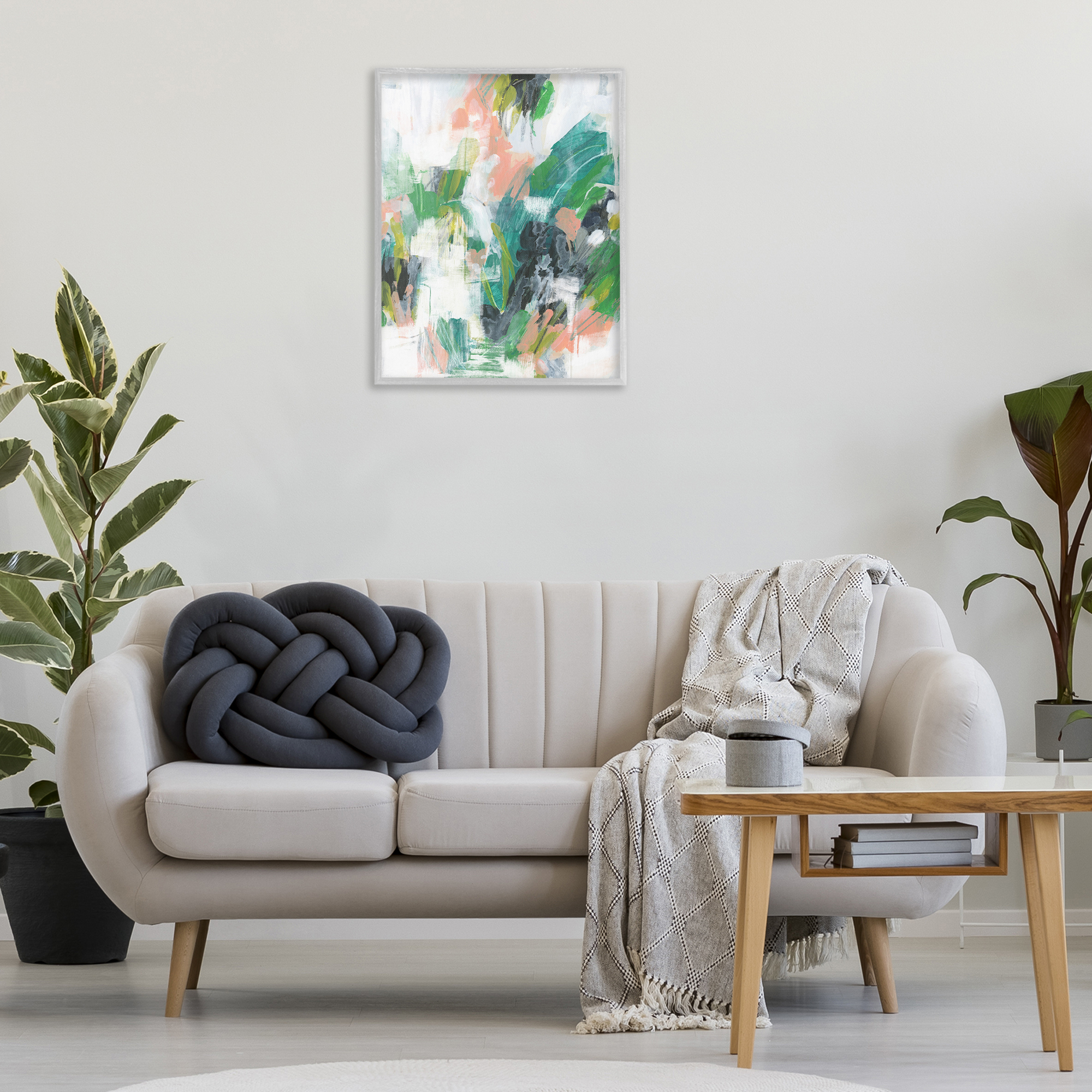 Stupell Industries Chaotic Green Paint Strokes Abstract Painting Gray Framed Art Print Wall Art, 24 x 30