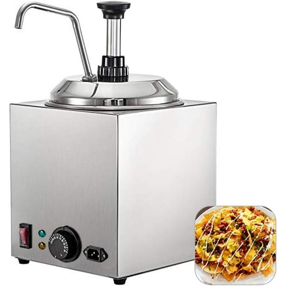 Commercial Hot Fudge Warmer,Nacho Cheese Sauce Warmer Pump Dispenser,650W Cheese Warmer Stainless Steel for Restaurants,Snack Stations,Cupcake Store
