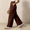 thumbnail image 4 of Lace Patchwork Pants for Women Elastic High Waist Drawstring Wide Leg Pants Causal Loose Palazzo Pants, 2XL, 4 of 7