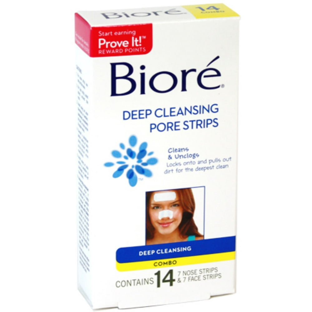Biore Combo Pack Deep Cleansing Pore Strips Face/Nose 14 Each (Pack of