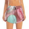 thumbnail image 2 of Balery Pastel Macarons Delight Pantalones cortos deportivos para mujer con forro y dos bolsillos, elásticos, para entrenamiento, gimnasio, yoga-Small, 2 of 7