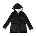thumbnail image 2 of OGLCCG Girls' Faux Suede Jacket with Medium Length Sherpa Lined Hooded Winter Warm Coats Long Sleeve Button Up Fleece Jacket 5-14 Years, 2 of 4