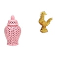 thumbnail image 1 of Jarrón de cerámica tipo tarro de jengibre, tarro de almacenamiento de con tapa, escultura de gallina, figura de gallo, material de resina, m, 1 of 8