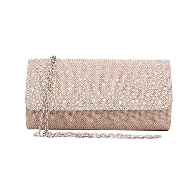 Rhinestone Handbag Classic Evening Clutch Magnetic Snap Purse Handbag Studded with Rhinestone for Wedding Dinner(Champagne)