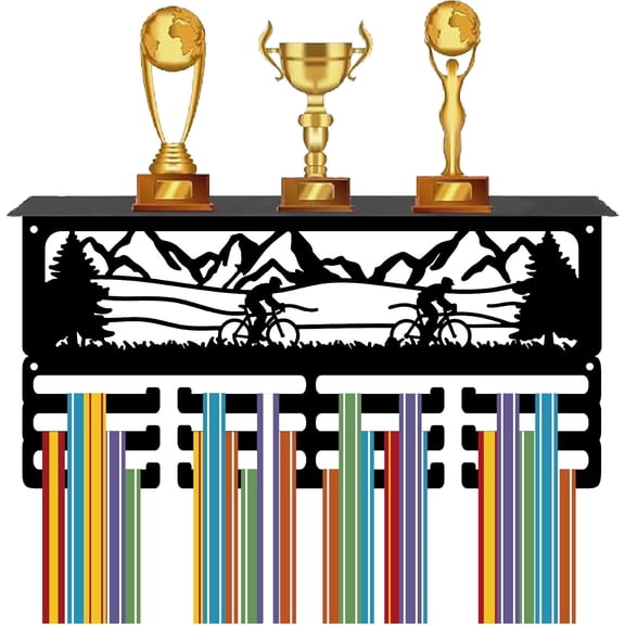 Mountain Medal Holder Sport Medal Rack Wall Mounted 70  Medals Awards Organizer 3 Lines Separate Hooks Ribbons Hanging Display