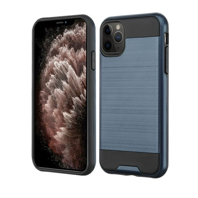 Asmyna Brushed Hybrid Protector Cover For Apple Iphone 11 Pro Max - Ink Blue Black