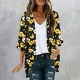 thumbnail image 2 of Daisy Printed Cardigans for Women Summer Baggy Boho Tunic Tops Fltter Hem Blouses 3/4 Length Sleeve Tops Outfits Loose Fitted Tunic Blouse Bussiness Work Office Clothing 2025, 2 of 5