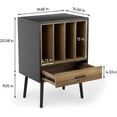 thumbnail image 6 of Record Player Stand with Nesting Vinyl Storage Crate, Record Player Table with a Drawer and Solid Wood Legs, Side End Table for Turntables for Living Room Bedroom, 6 of 8
