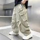 thumbnail image 1 of Pantalones largos para niños, de color liso, con cintura elástica, con bolsillos y puños en los tobillos, informales y cómodos, de poliéster para adultos., 1 of 5