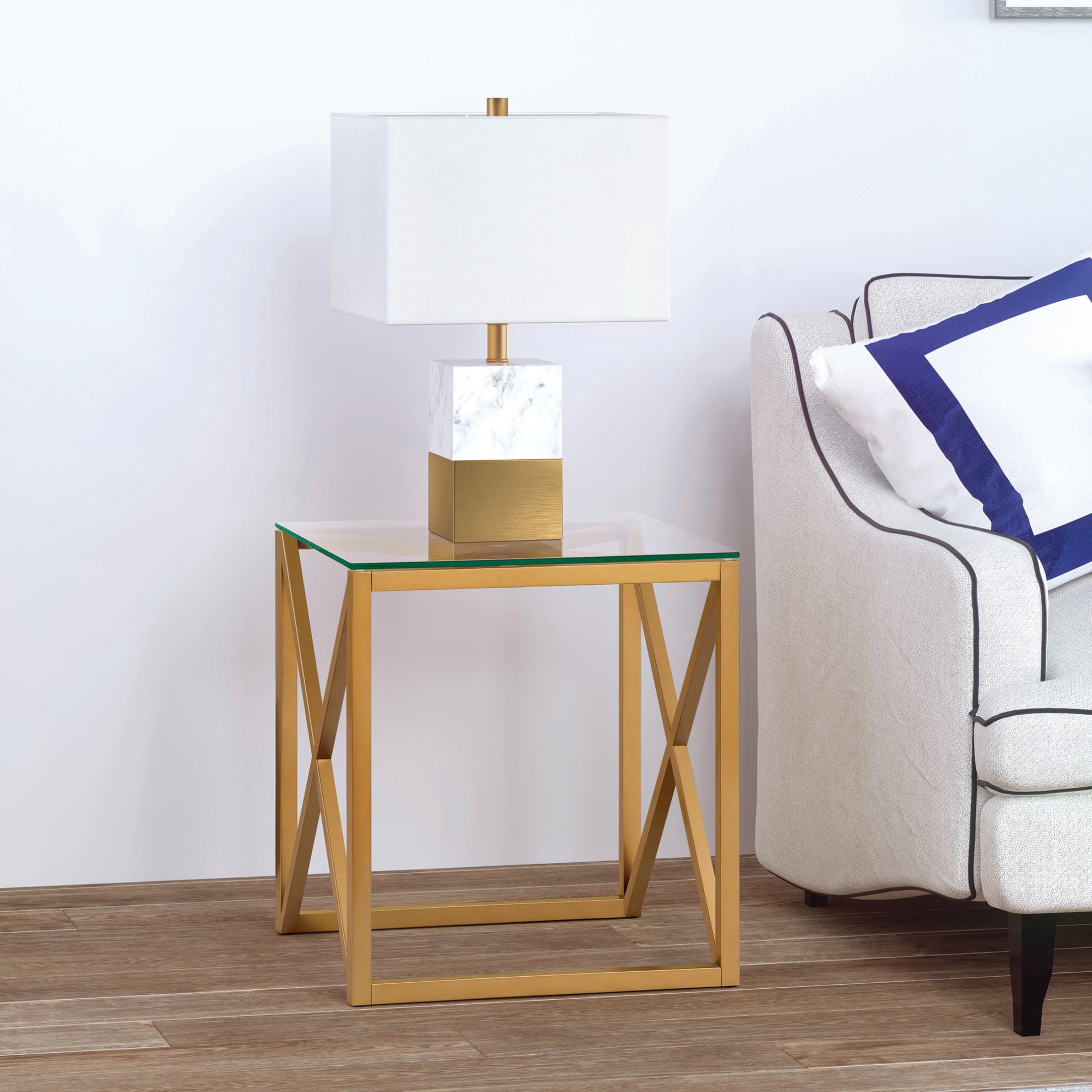 Evelyn&Zoe Dixon 20" Wide Square Side Table in Brass