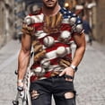 thumbnail image 3 of Mens Casual Pantalones Cortos Raya Impresión Suéter Fitness Deportes Camiseta, Poliéster Cuello Redondo Blusa para Al Aire Libre, Diario Y Primavera Verano Desgaste, 3 of 5