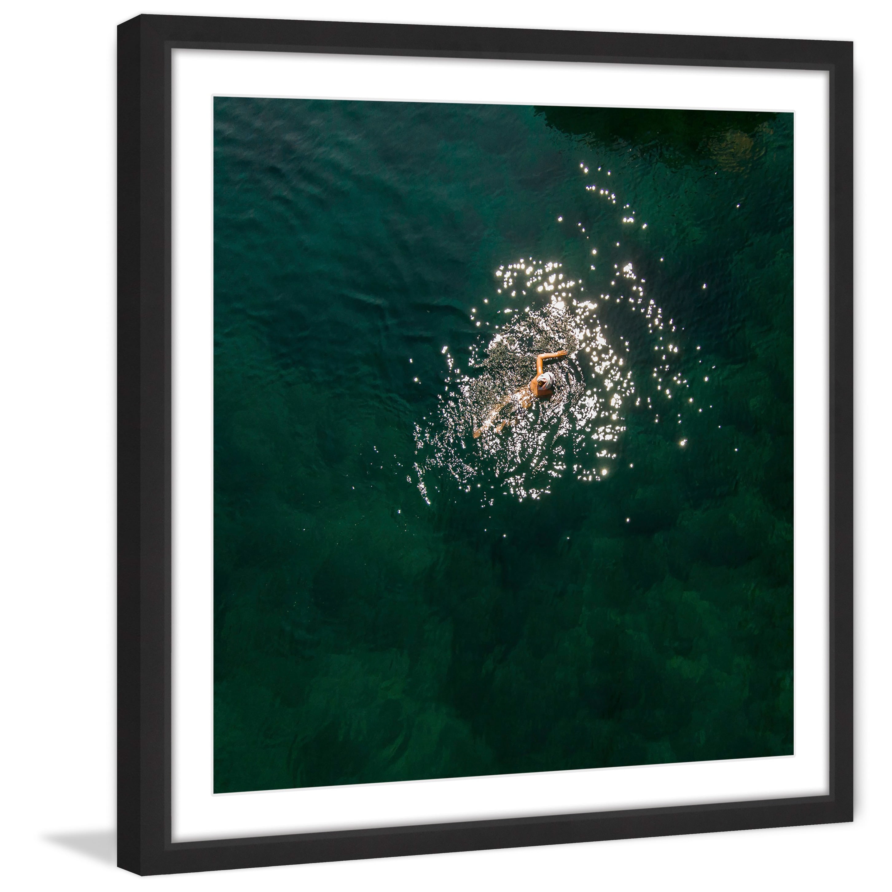 "Breaststroke" Framed Painting Art Print, 12.0" x 1.5"