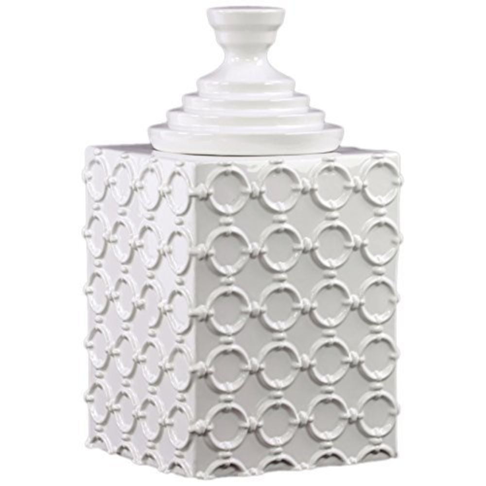 Remarkable Large Ceramic Jar With Lid Gloss White