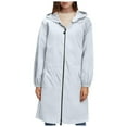 thumbnail image 3 of GEWSEY Women's Long Rain Jacket Waterproof Lightweight Hooded Raincoat Packable Knee Length Rain coat (Grey, XL), 3 of 8