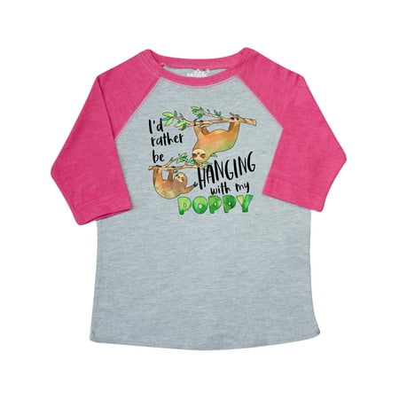 

Inktastic Id Rather Be Hanging with My Poppy- Cute Sloths Gift Toddler Boy or Toddler Girl T-Shirt
