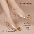 thumbnail image 3 of Cushionaire Doral Clear Kitten Heels for Women, Slip-On Open Toe Dress Sandals with Cushioned Footbed, 3 of 30