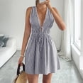 thumbnail image 5 of Vacation sleeveless striped deep V-neck summer dress, 5 of 5