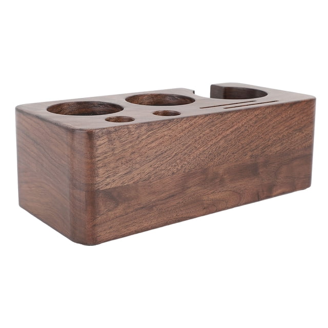 Walnut Coffee Tamper Station, Espresso Tamping Station ABS Coffee Tamper Station Base Espresso Accessories Organizer Box for Home Kitchen Cafe Bar