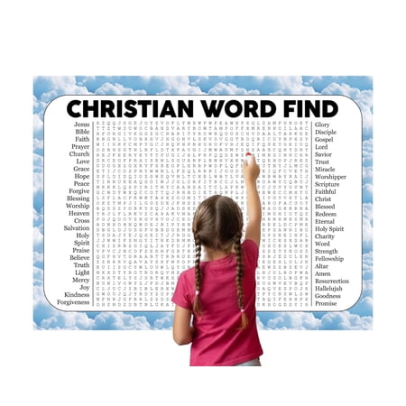 Christian Word Search Game, Giant Crossword Puzzle, Large Word Find, Gathering Activity Poster