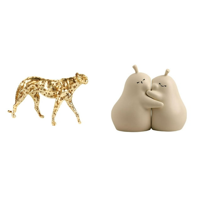 Figura de guepardo,Figura de guepardo dorado,adorno de escritorio moderno,sujetalibros decorativos,Sujetalibros decorativos para oficina,hogar,libros
