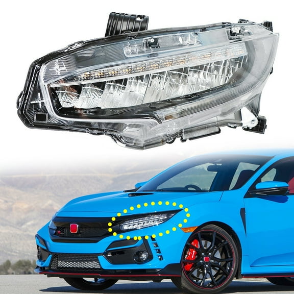 Headlight Headlamp Housing Assembly Fit for Honda Civic 2016-2019 (Front Left Driver Side, without Bulb)