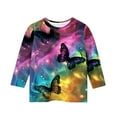 thumbnail image 4 of Ugoldhm Girls Tees Butterfly Printed Crewneck Casual Tops Pullover Summer Fall Kids Shirts, 4 of 5