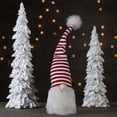 thumbnail image 2 of Northlight Plush Gnome Head with Striped Hat Christmas Decoration - 19" - Red and White, 2 of 5