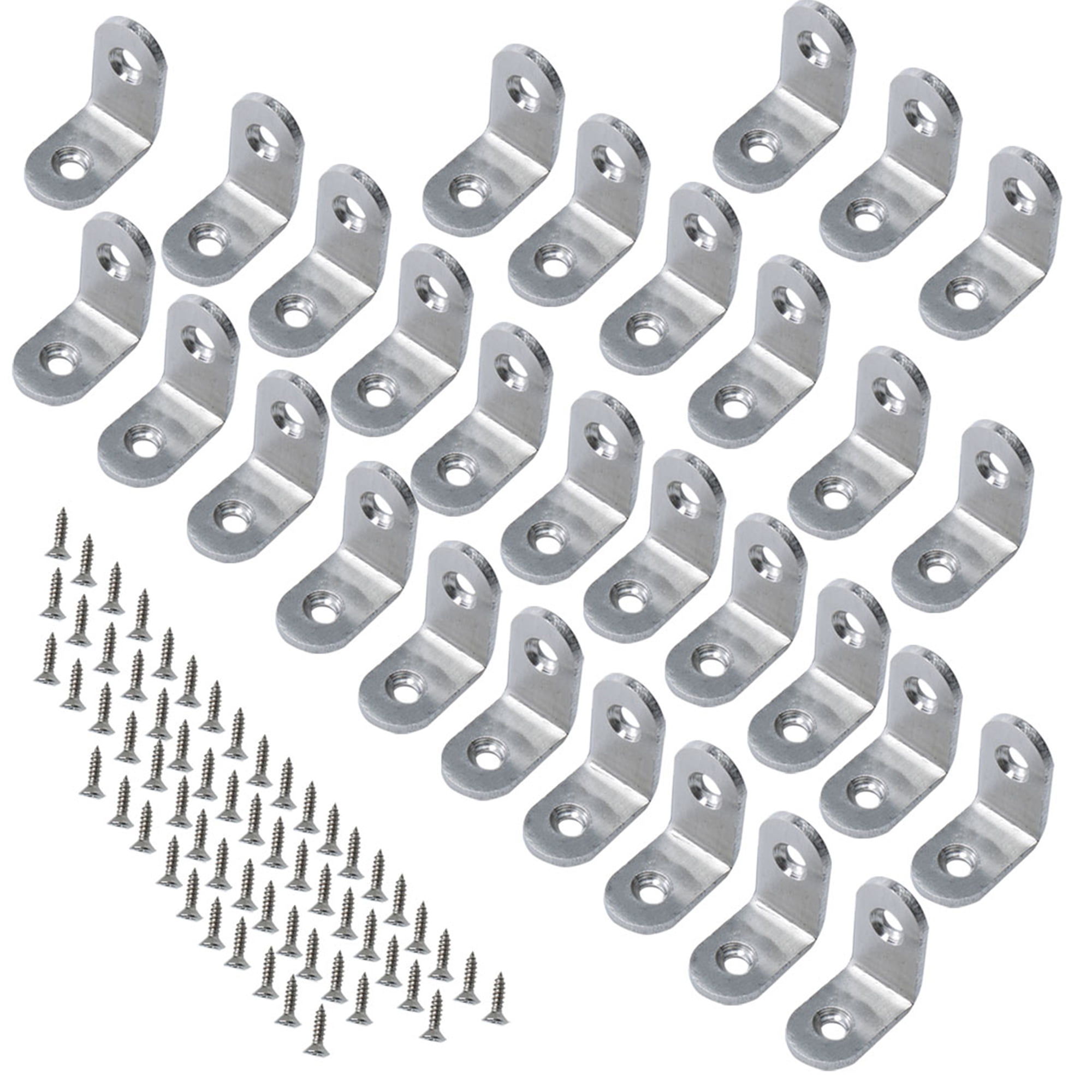 Uxcell 25 x 25mm Stainless Steel L Shaped Angle Brackets with Screws,30 ...