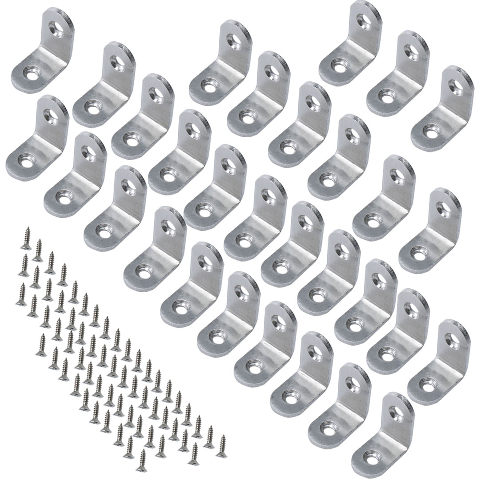 Uxcell 25 x 25mm Stainless Steel L Shaped Angle Brackets with Screws,30