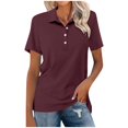 thumbnail image 1 of Womens T Shirts Summer Lapel Polo Slim Fit Short Sleeve Solid Color Leisure Lady Tees, 1 of 8