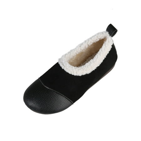 

Wazshop Ladies Loafers Cozy Flats Fleece Loafer Slippers Lightweight Comfort Warm Casual Shoes Women s Plush Lining Fashion Black 7