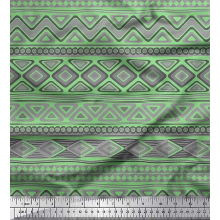 Soimoi Poly Georgette Fabric Aztec Geometric Decor Fabric Printed Yard 42 Inch Wide