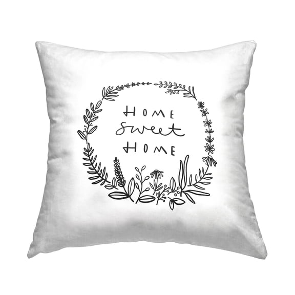 Stupell Industries Sweet Home Casual Botanical Wreath Design by Nina Muis Surface Design Throw Pillow