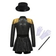 thumbnail image 2 of Doomiva Kids Girls Shiny Ringmaster Halloween Dancewear Sequins Tassel Cap Leotard Dress Cheer Leader Uniform Black-B 14, 2 of 6