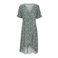 thumbnail image 4 of Zmoon Women's Button V-Neck Puff Sleeve Irregular Hem Dress, 4 of 8