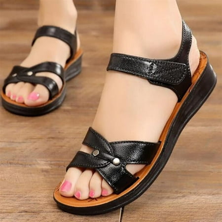 

Summer Women Sandals Flat Non-Slip Toe Shoes Women Casual Vintage Sandals (Color : D Size : 37 Code)