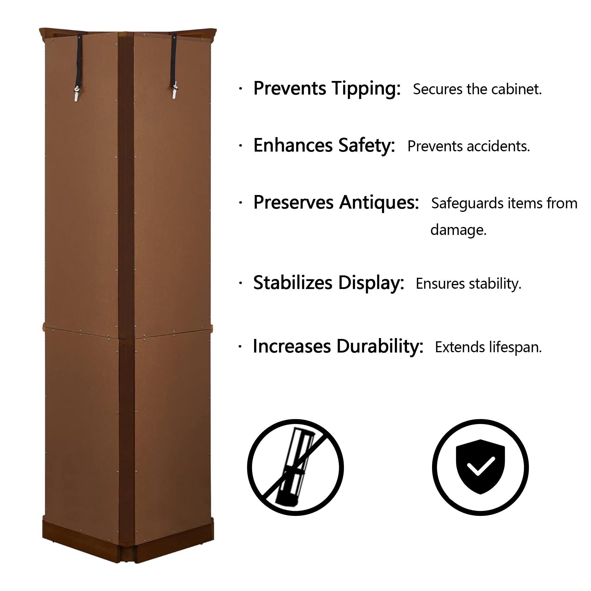 Miniyam 5 Shelf Corner Curio Display Cabinet with Lights,China Display Cabinet with Glass Doors,Lighted Display Cabinet,Walnut(E26 light bulb not included)