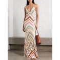 thumbnail image 2 of Women'S Beach Dress Deep V Neck Backless Striped Bodycon Halter Knit Maxi Dress Colorful S, 2 of 8