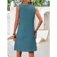 thumbnail image 6 of Women Casual A-Line Dress 2025 Sleeveless V Neck Pleated Sundress Loose Tank Dresses Blue M, 6 of 9