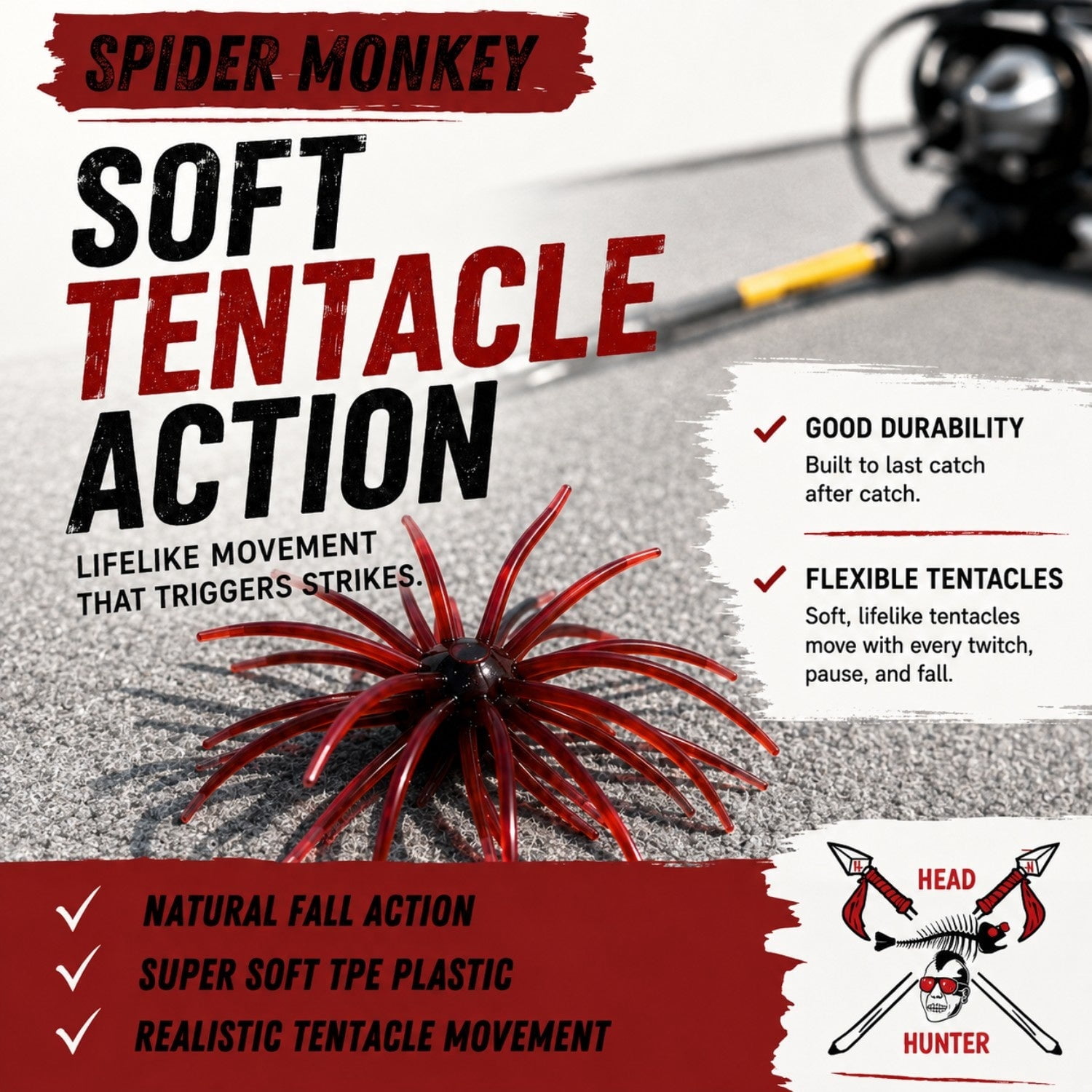 Headhunter Spider Monkey Plastic Urchin Bait Smokey