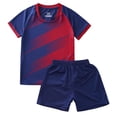 thumbnail image 3 of YONGHS Kids Boys Football Team Uniform Sport Tracksuit Soccer Jersey T-shirts with Shorts Set Navy Blue 9-10, 3 of 7