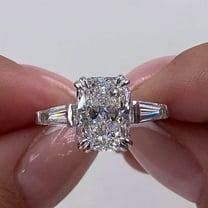 4CT Cushion Cut Lab Created Diamond Engagement Ring 14k White Gold Plated Silver