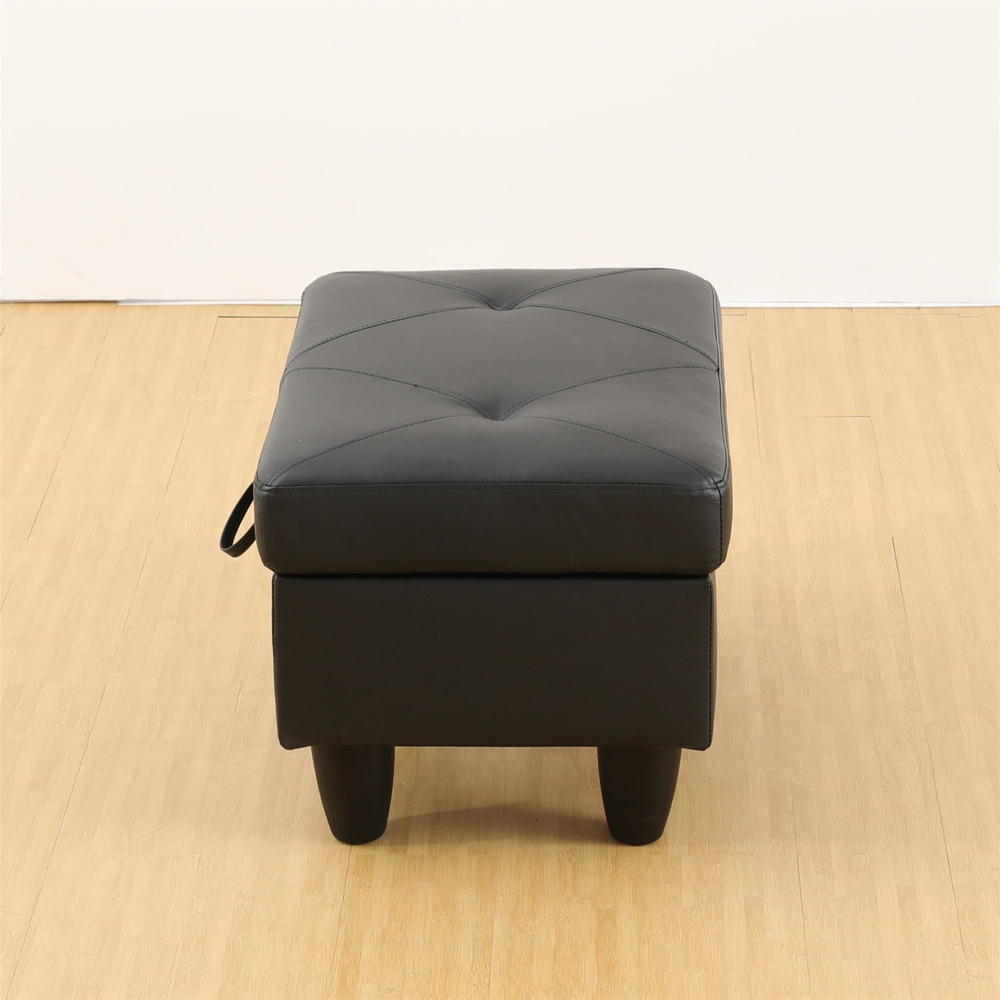 Aukfa 29" Storage Ottoman Bench for Sectional Sofa for Home Office, Lift Top , Leather, Black